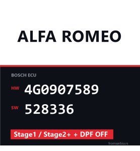 Alfa Romeo A6 4G0907589 528336 Stage1 / Stage2+ + DPF OFF tuning file