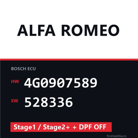 Alfa Romeo A6 4G0907589 528336 Stage1 / Stage2+ + DPF OFF tuning file