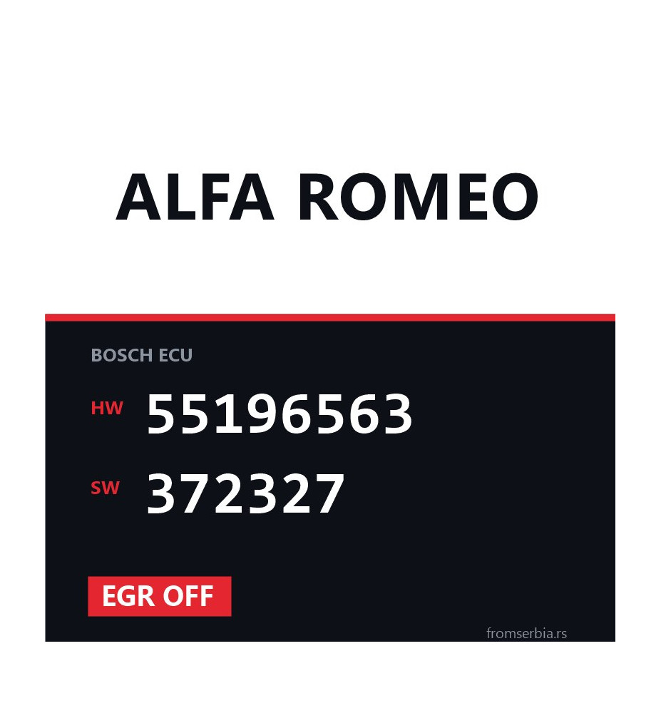 Alfa Romeo 1.9JTDM 55196563 372327 EGR OFF tuning file