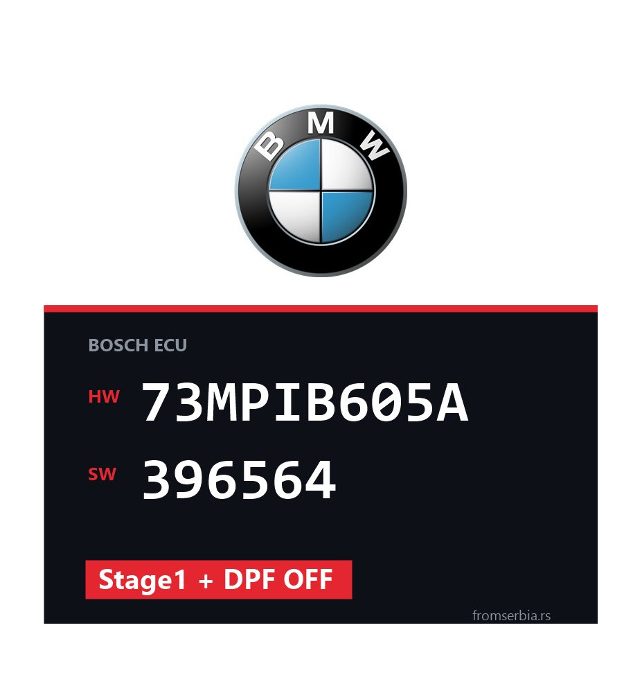 BMW E81-E87 73MPIB605A 396564 Stage1 + DPF OFF tuning file