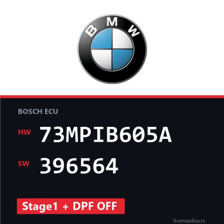 BMW E81-E87 73MPIB605A 396564 Stage1 + DPF OFF tuning file