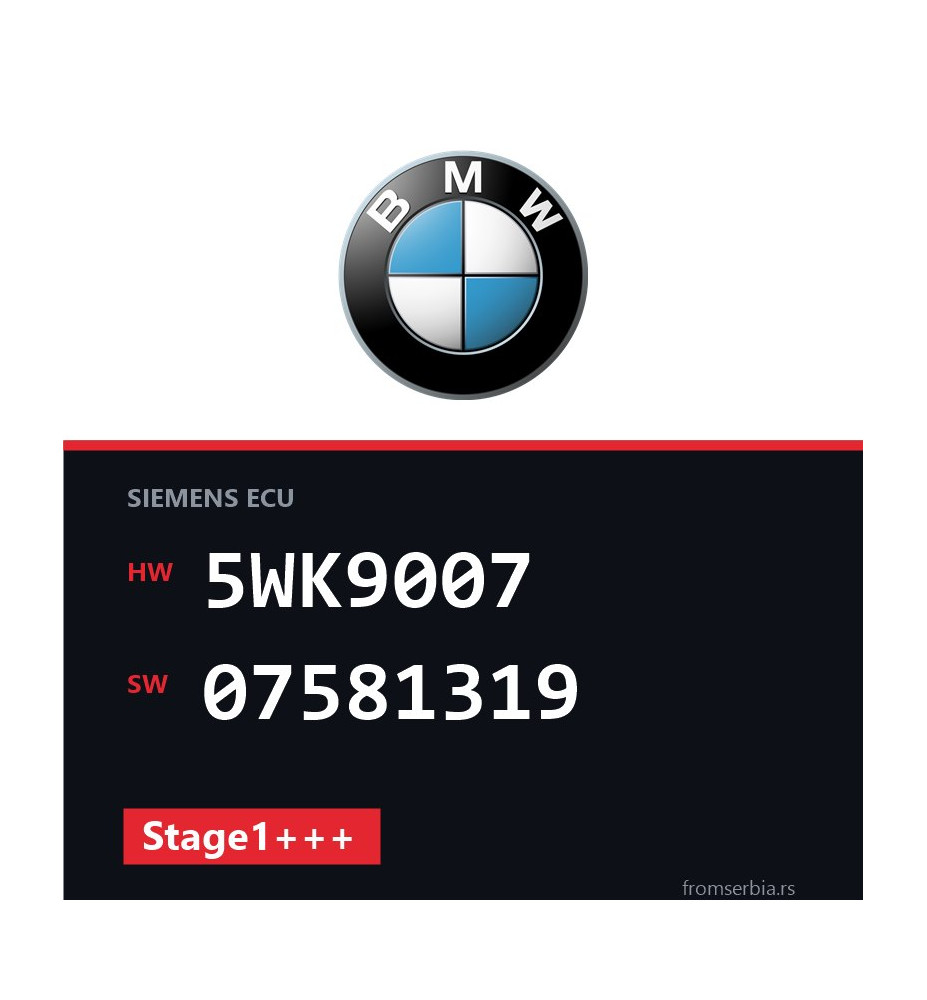BMW E90-E91 5WK9007 07581319 Stage1+++ tuning file