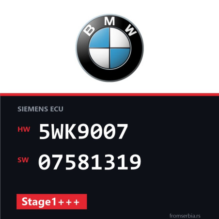 BMW E90-E91 5WK9007 07581319 Stage1+++ tuning file