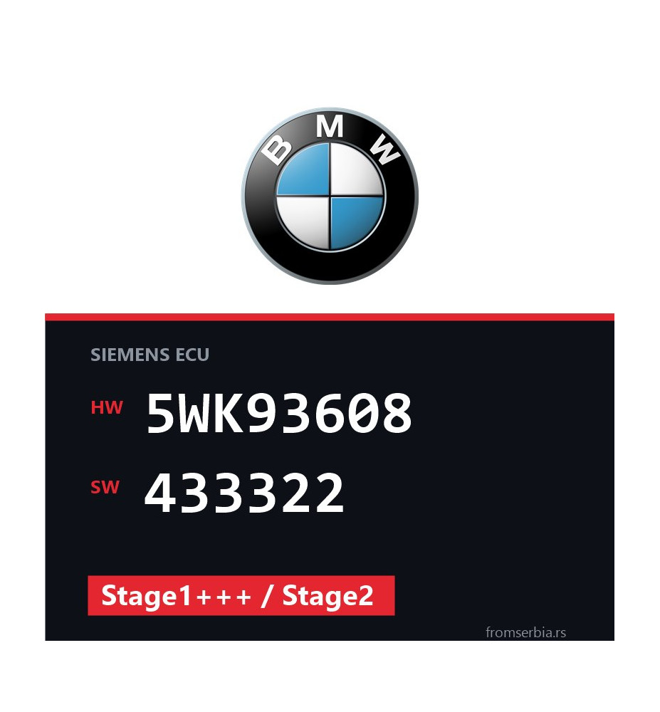 BMW E90-E91 5WK93608 433322 Stage1+++ / Stage2 tuning file
