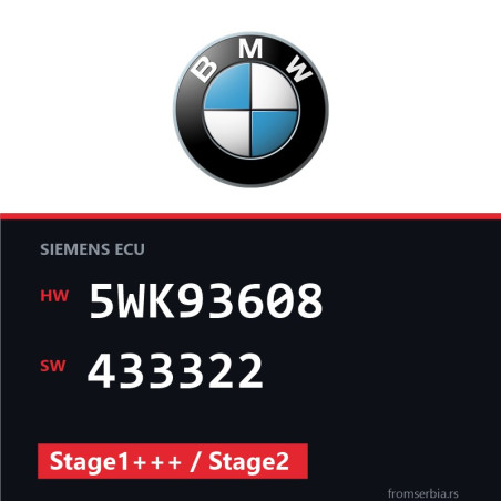 BMW E90-E91 5WK93608 433322 Stage1+++ / Stage2 tuning file