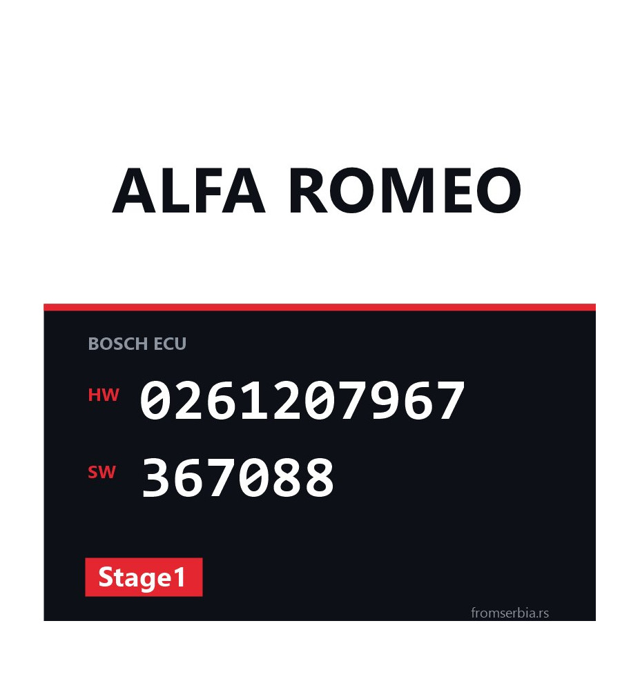 Alfa Romeo 147 0261207967 367088 Stage1 tuning file