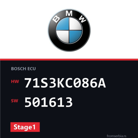 BMW E90-E91- 71S3KC086A 501613 Stage1 tuning file