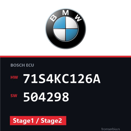 BMW E90-E91- 71S4KC126A 504298 Stage1 / Stage2 tuning file
