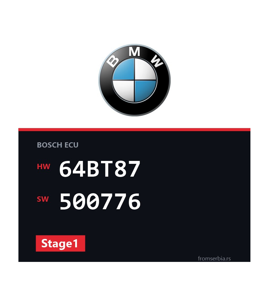 BMW E90-E91- 64BT87 500776 Stage1 tuning file