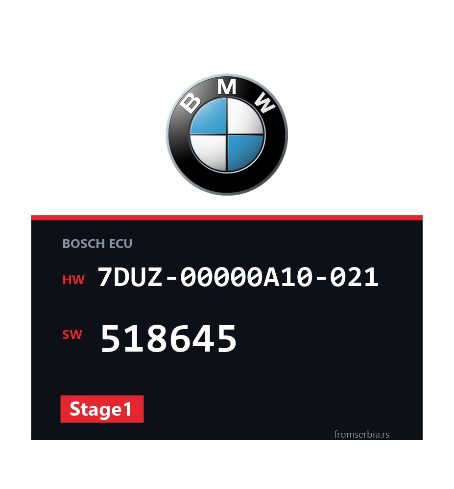 BMW F20 7DUZ-00000A10-021 518645 Stage1 tuning file