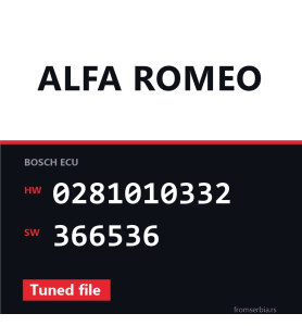 Alfa Romeo 1.9 0281010332 366536 Tuned file tuning file
