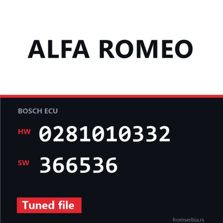 Alfa Romeo 1.9 0281010332 366536 Tuned file tuning file