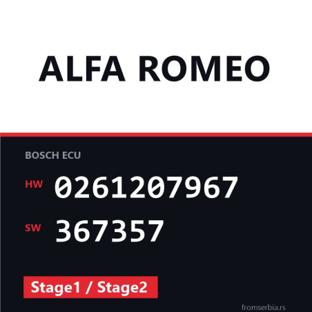Alfa Romeo 147 0261207967 367357 Stage1 / Stage2 tuning file