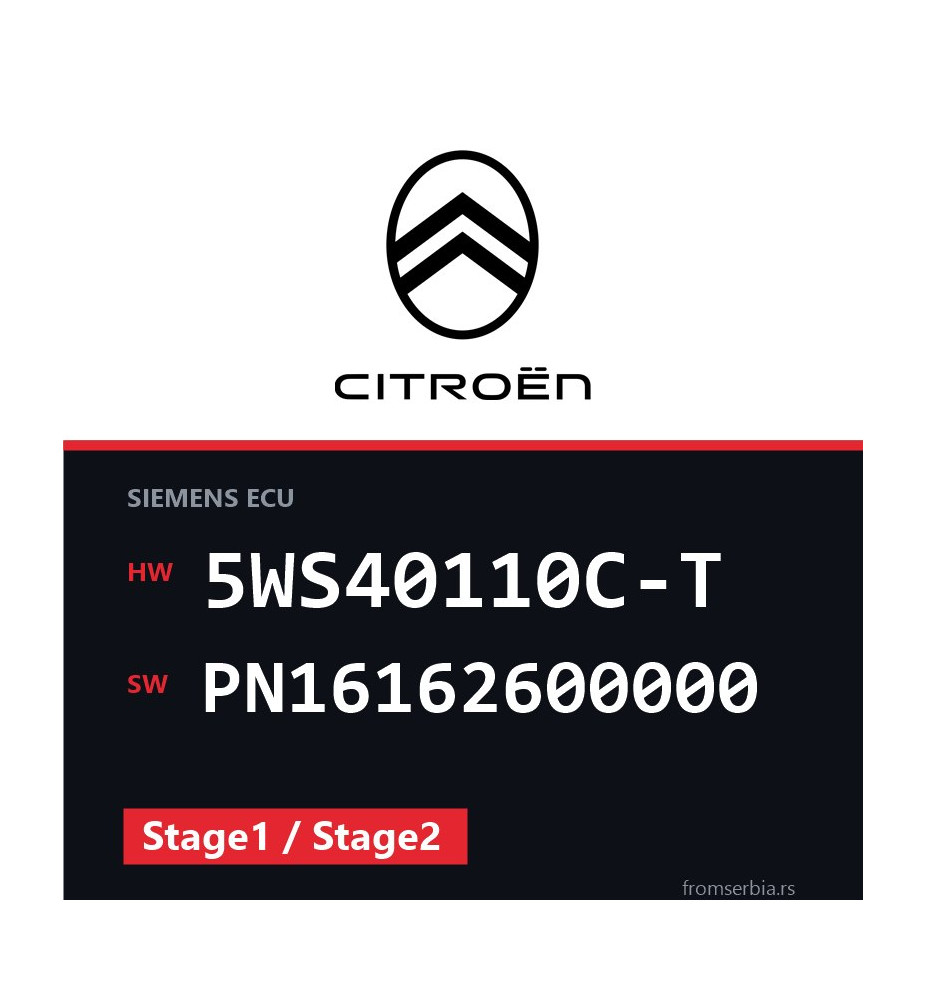Citroen C2 5WS40110C-T PN16162600000 Stage1 / Stage2 tuning file