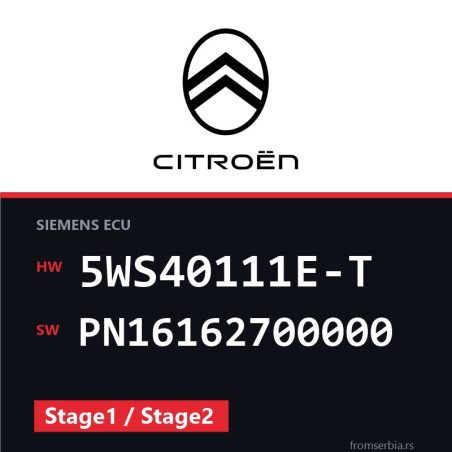 Citroen C2 5WS40111E-T PN16162700000 Stage1 / Stage2 tuning file