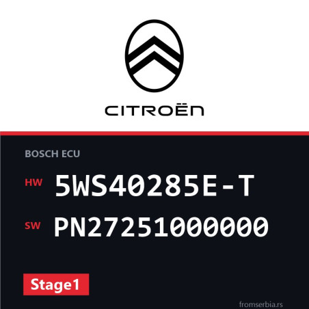Citroen C2 5WS40285E-T PN27251000000 Stage1 tuning file