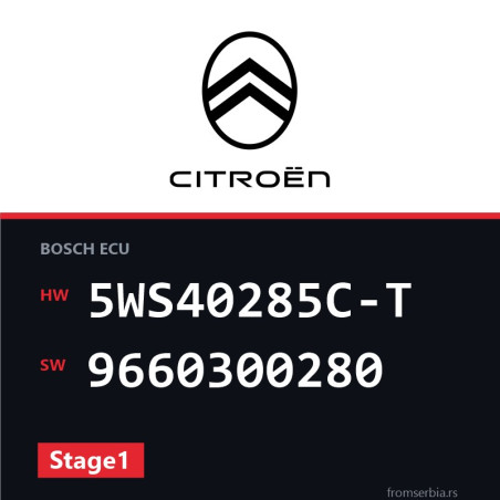 Citroen C3 5WS40285C-T 9660300280 Stage1 tuning file