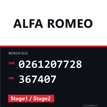Alfa Romeo 147 0261207728 367407 Stage1 / Stage2 tuning file