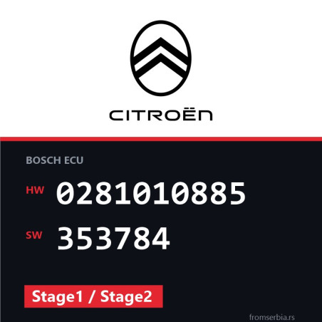 Citroen C5 0281010885 353784 Stage1 / Stage2 tuning file