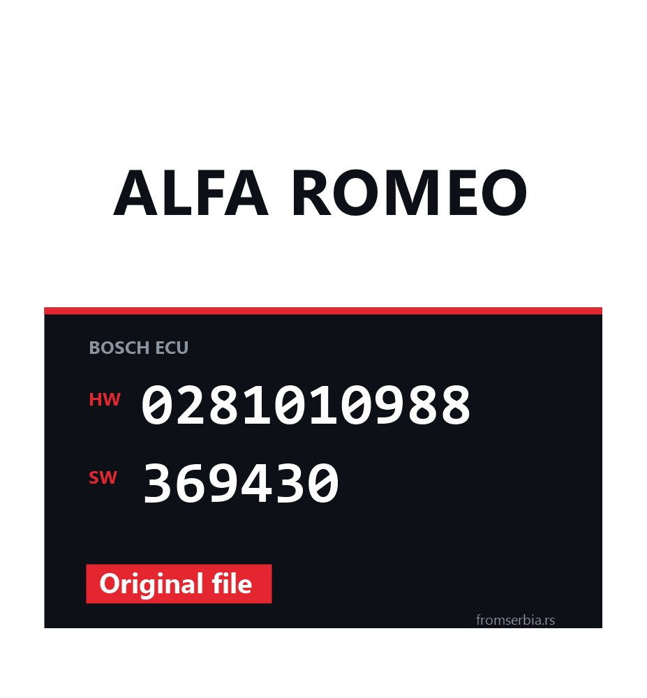 Alfa Romeo 156 0281010988 369430 original ECU file