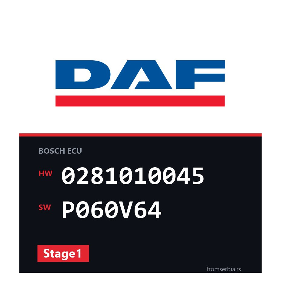 DAF CF85 0281010045 P060V64 Stage1 tuning file