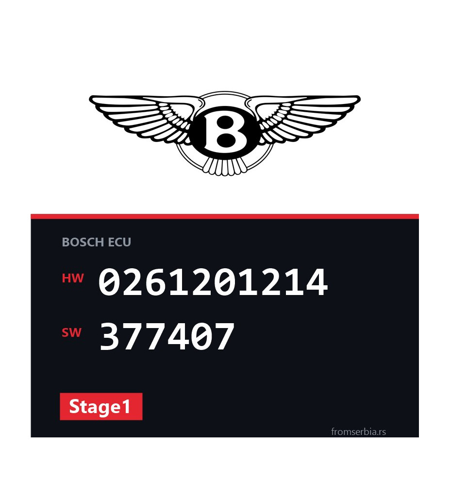 Bentley Continental 0261201214 377407 Stage1 tuning file