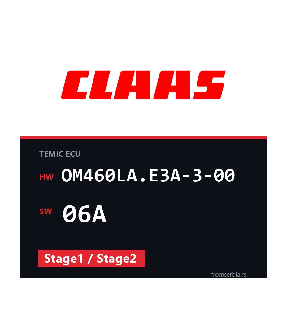 Claas Jaguar OM460LA.E3A-3-00 06A Stage1 / Stage2 tuning file