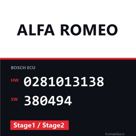 Alfa Romeo 159 0281013138 380494 Stage1 / Stage2 tuning file