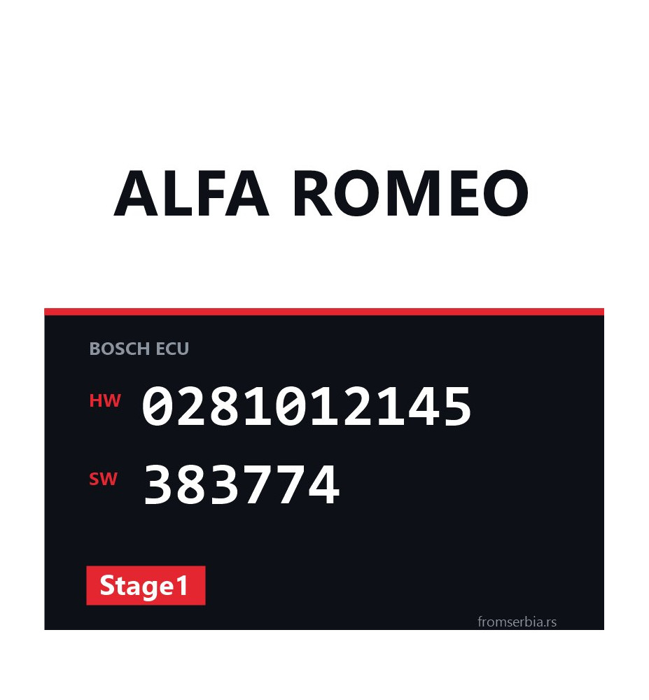 Alfa Romeo 159 0281012145 383774 Stage1 tuning file