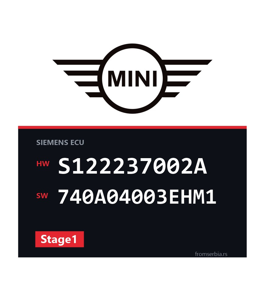 Mini Cooper S122237002A 740A04003EHM1 Stage1 tuning file