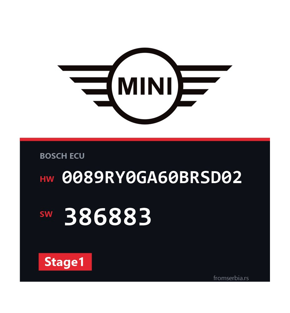 Mini Cooper 0089RY0GA60BRSD02 386883 Stage1 tuning file
