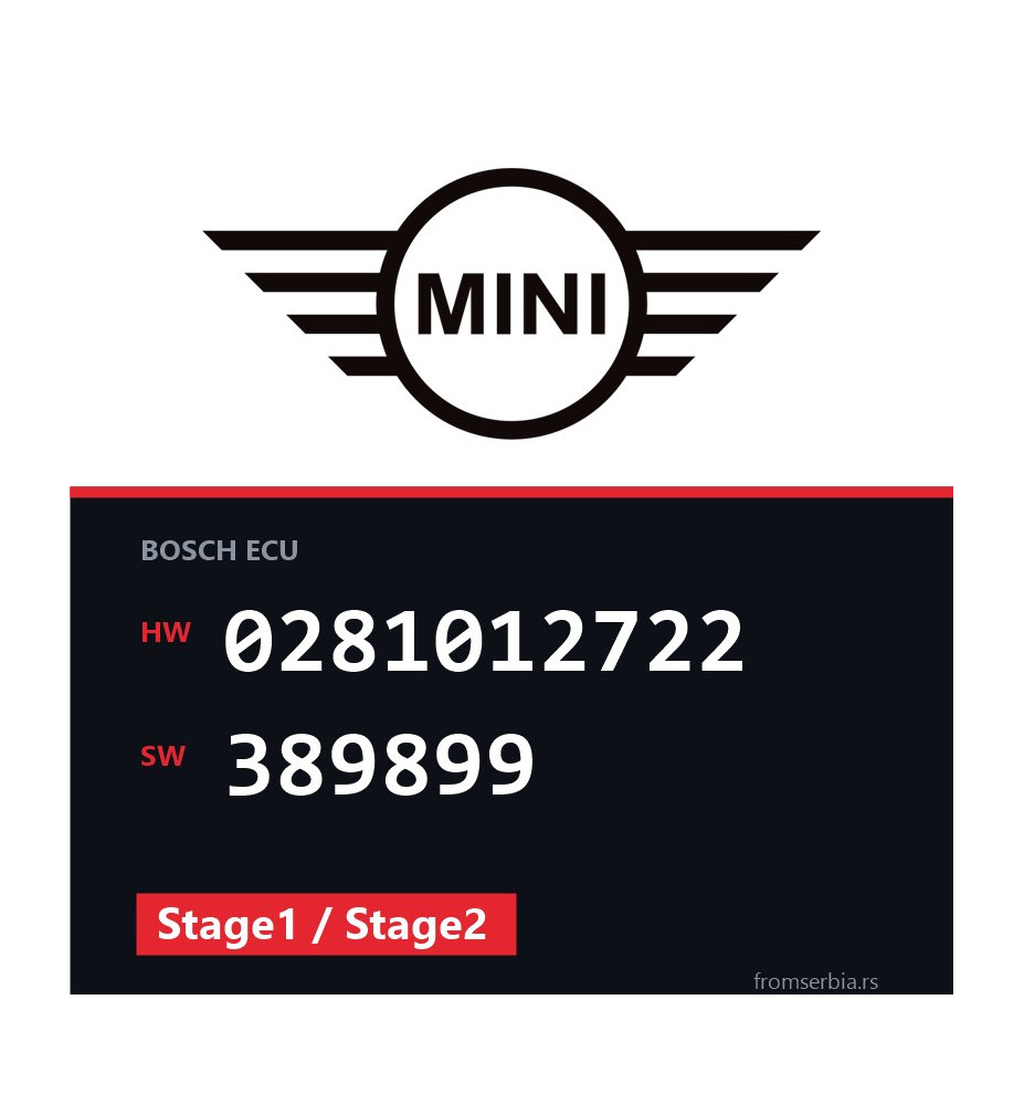Mini Cooper 0281012722 389899 Stage1 / Stage2 tuning file