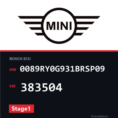 Mini Cooper 0089RY0G931BRSP09 383504 Stage1 tuning file