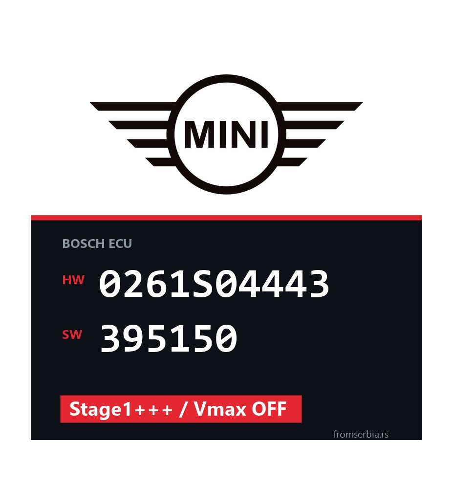 Mini Cooper 0261S04443 395150 Stage1+++ / Vmax OFF tuning file