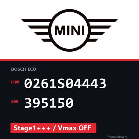 Mini Cooper 0261S04443 395150 Stage1+++ / Vmax OFF tuning file