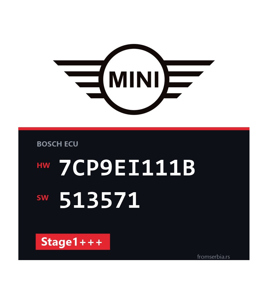 Mini Cooper 7CP9EI111B 513571 Stage1+++ tuning file