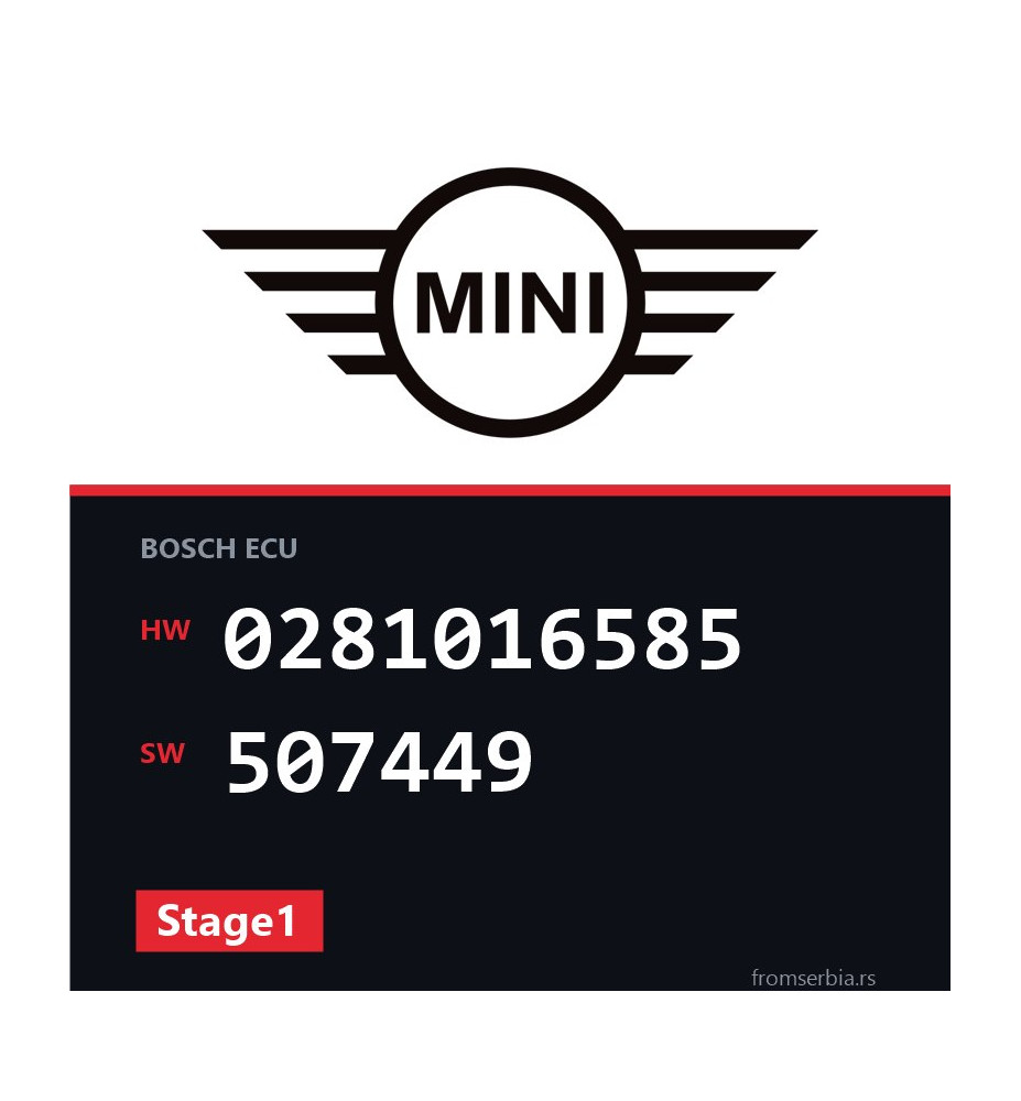 Mini Cooper 0281016585 507449 Stage1 tuning file