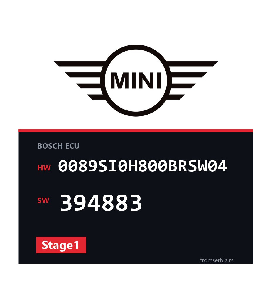 Mini Cooper 0089SI0H800BRSW04 394883 Stage1 tuning file