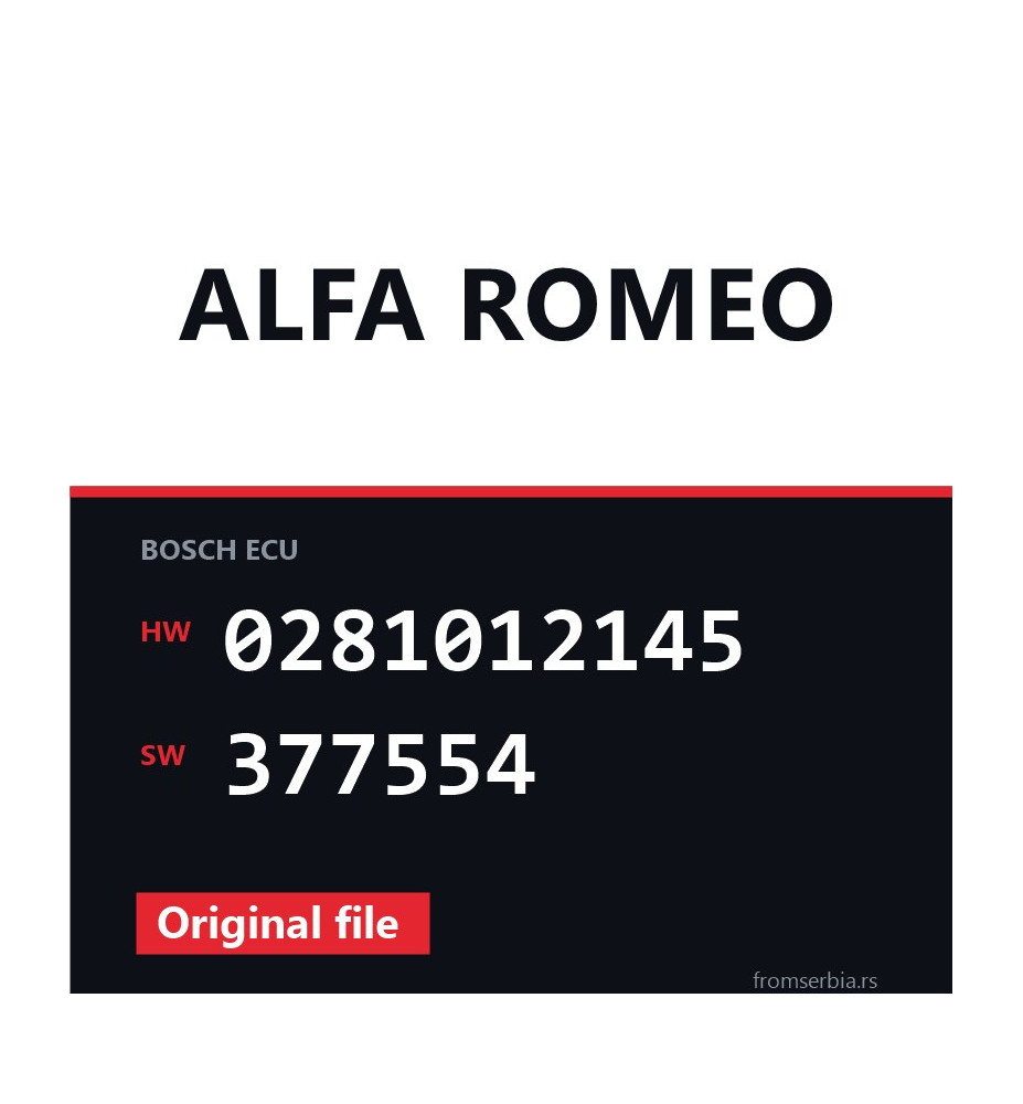 Alfa Romeo 159 0281012145 377554 original ECU file