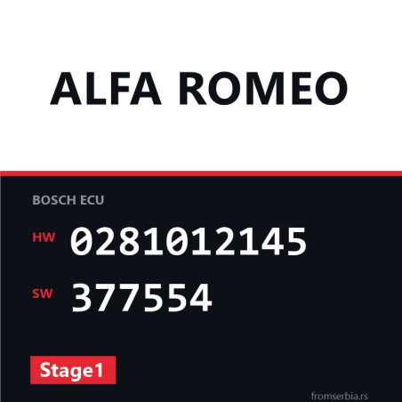Alfa Romeo 159 0281012145 377554 Stage1 tuning file