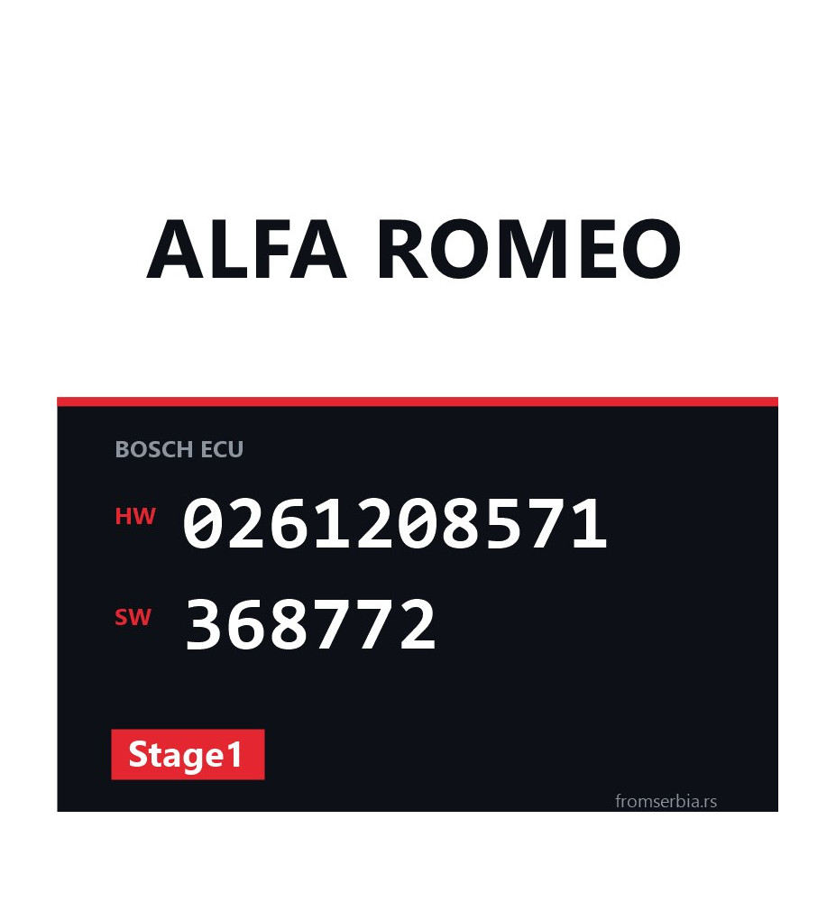 Alfa Romeo GT 0261208571 368772 Stage1 tuning file