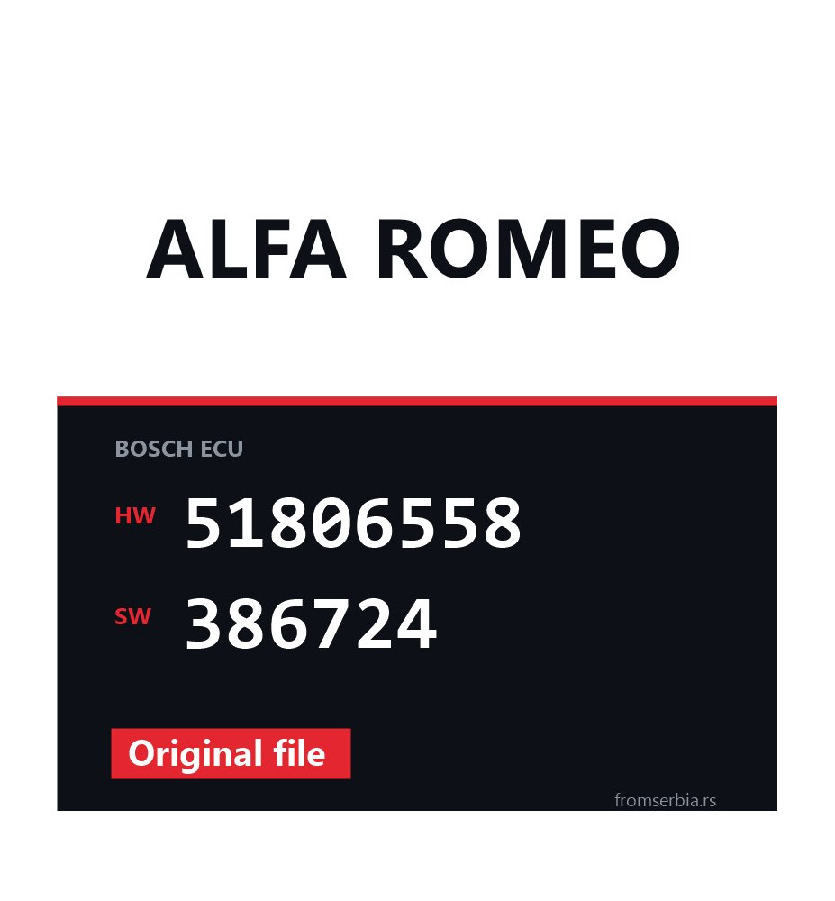 Alfa Romeo 147 51806558 386724 original ECU file