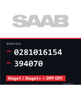 Saab 9-3 0281016154 394070 Stage1 / Stage3+ + DPF OFF tuning file