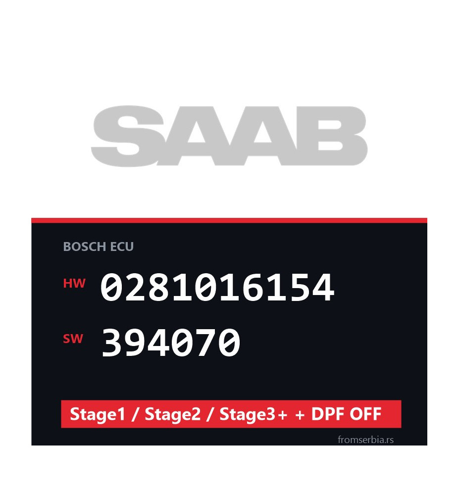 Saab 0281016154 394070 Stage1 / Stage2 / Stage3+ + DPF OFF file