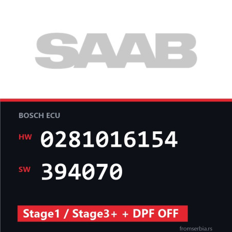 Saab 9-3 0281016154 394070 Stage1 / Stage3+ + DPF OFF tuning file