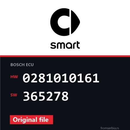 Smart ForTwo 0281010161 365278 original ECU file