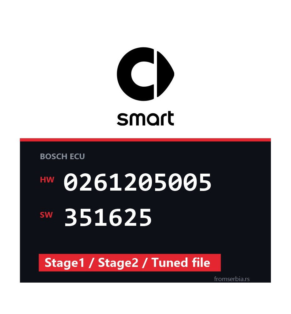 Smart 0261205005 351625 Stage1 / Stage2 / Tuned file file