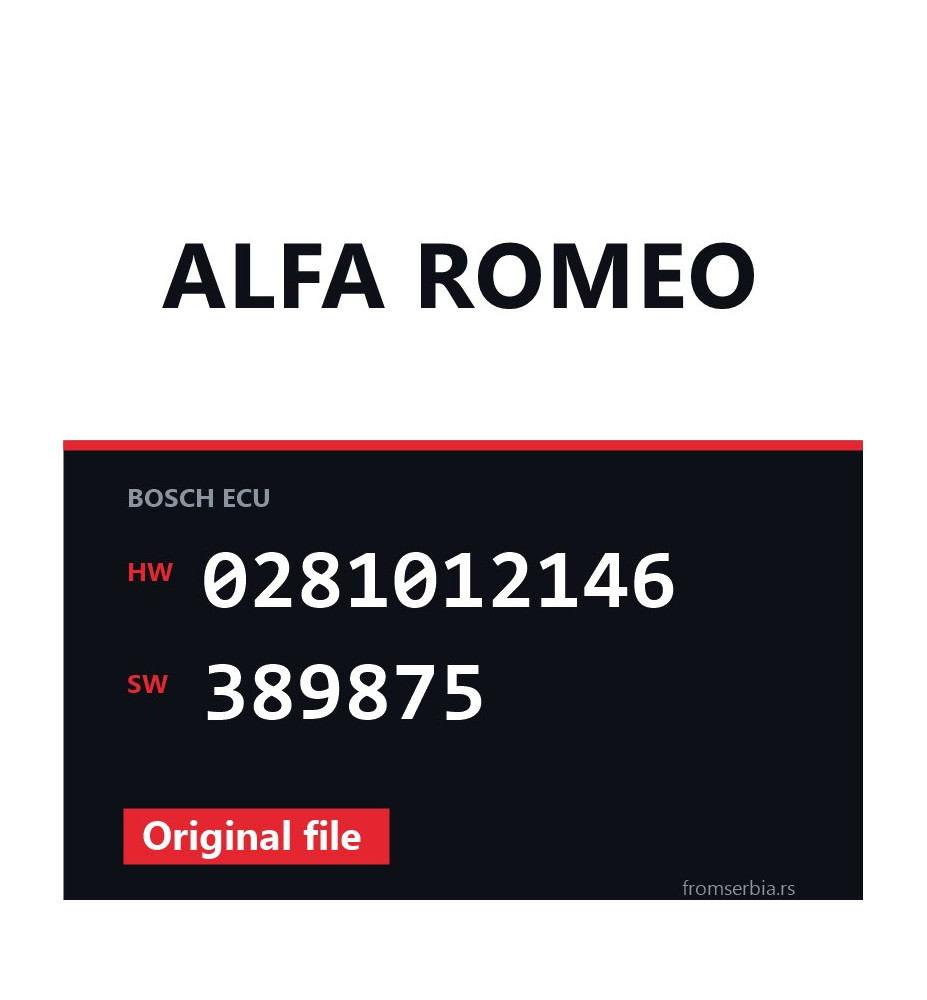 Alfa Romeo 159 0281012146 389875 original ECU file