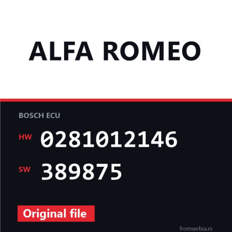 Alfa Romeo 159 0281012146 389875 original ECU file