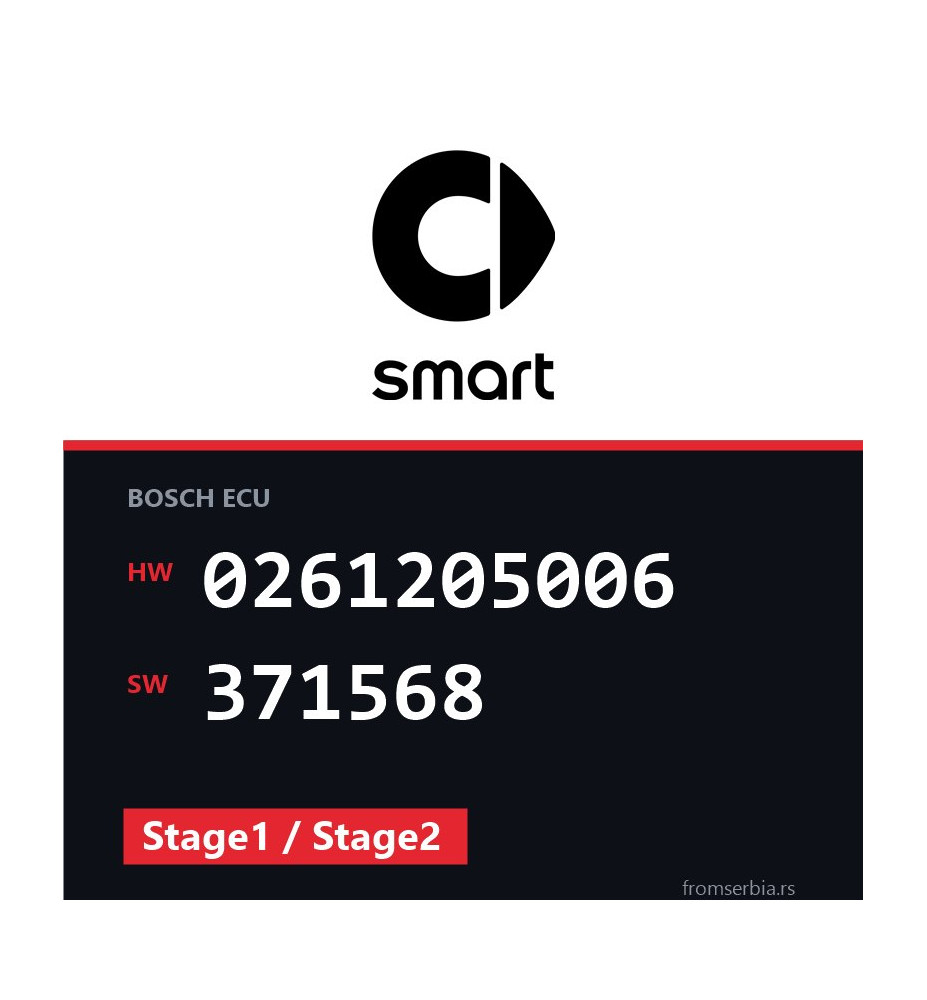 Smart Roadstar 0261205006 371568 Stage1 / Stage2 tuning file